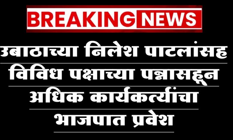 उबाठाच्या निलेश पाटलांसह विविध पक्षाच्या पन्नासहून अधिक कार्यकर्त्यांचा भाजपात प्रवेशआमदार सुरेश भोळेंच्या नेतृत्वावर कार्यकर्त्यांचा विश्वास