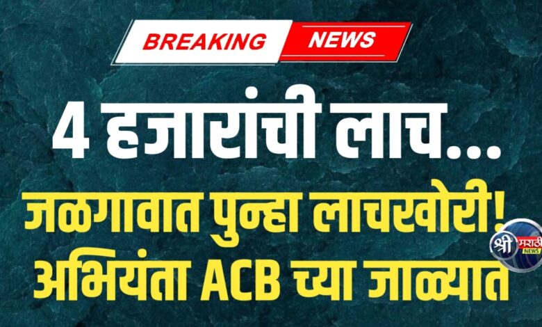 जळगावात पुन्हा लाचखोरी! ४ हजार रुपयांची लाच स्वीकारताना उपविभागीय अभियंता जाळ्यात जळगावात पुन्हा लाचखोरी! ४ हजार रुपयांची लाच स्वीकारताना उपविभागीय अभियंता जाळ्यात